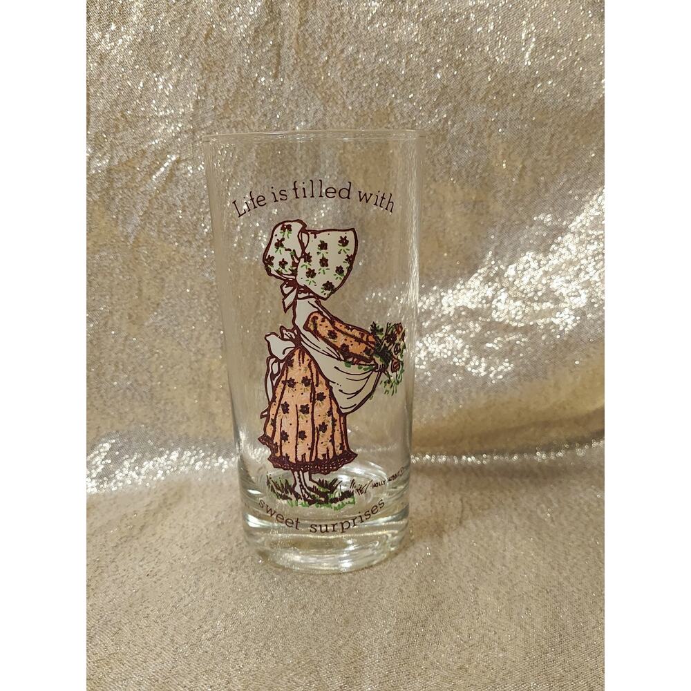Vintage Glass Holly Hobbie Life Is Filled With Sweet Surprises 1977 Am Greetings